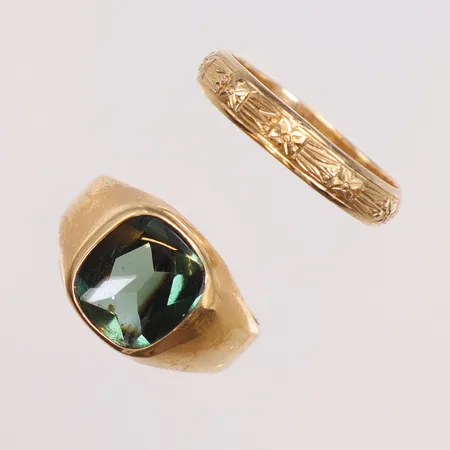 Diverse guld med sten gravyr 18K Vikt: 8,8 g