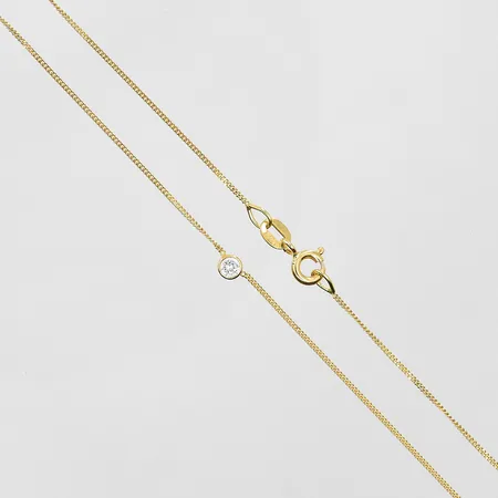 Kedja Pansar med integrerat hänge med diamant 0,10ct längd 41 cm, länkens bredd 1 mm, 18K. Vikt: 1,6 g