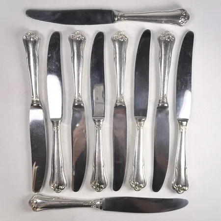 10 Knivar 21cm modell Symfoni Mema rostfria blad silver 830/1000 bruttovikt 462g Vikt: 462 g