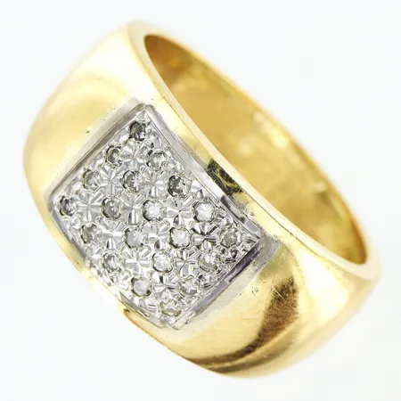 Ring 8/8-slipade diamanter 20xca0,01ct stl:18¾, bredd 6-11mm, 18K Vikt: 7,3 g