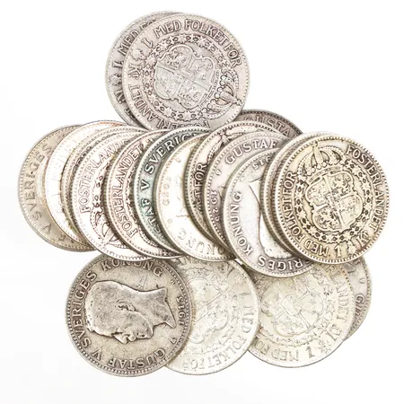 Cirkulationsmynt 19st 1-Krona, 800/1000 silver Vikt: 141,2 g