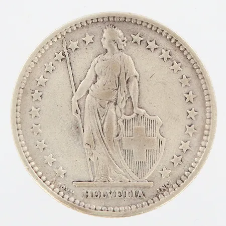 Mynt 2 Francs 1906, silver 800/1000 Vikt: 9,8 g