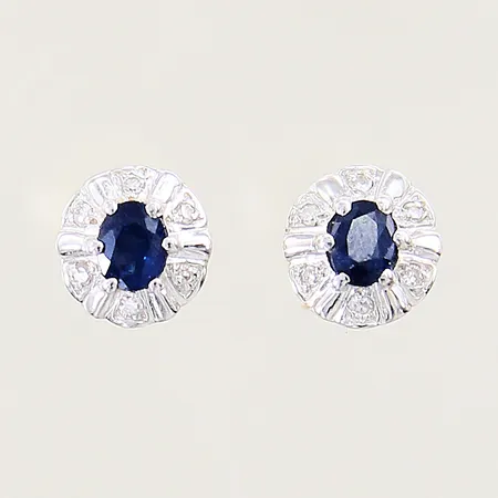 Örhängen med safir samt diamanter 12x ca 0,01ct vitguldsdetaljer 18K Vikt: 1,7 g