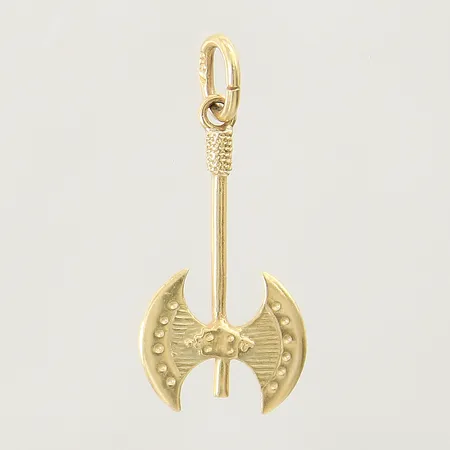Hänge dubbelyxa 30x13mm skev 18K  Vikt: 1,6 g