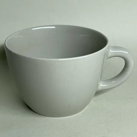 Mugg Höganäs keramik Rörstrand höjd ca 8cm Ø11,4cm grå, saknar träfat