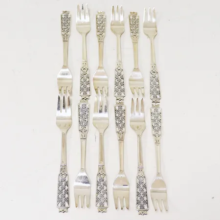 12 tårtgafflar Princess 14cm, Ceson, silver 830/1000 Vikt: 205,8 g