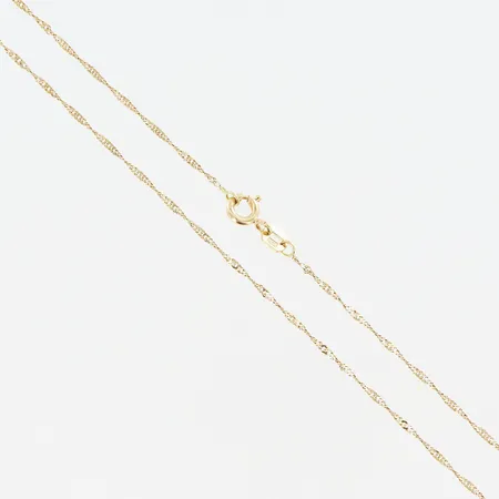 Kedja Singapore längd 42,5cm bredd 1mm 18K. Vikt: 1,3 g