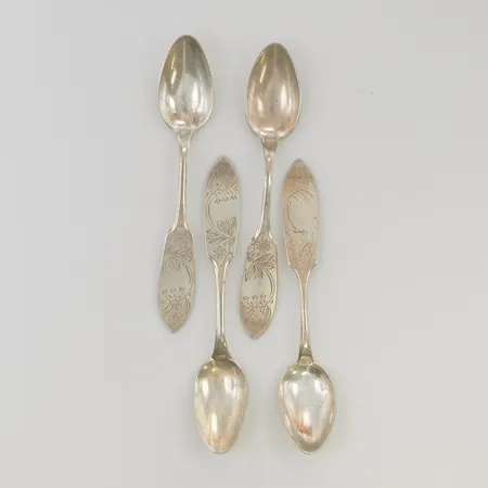 4 Kaffeskedar Tornedal 12cm, 830/1000 silver,  Vikt: 53,2 g