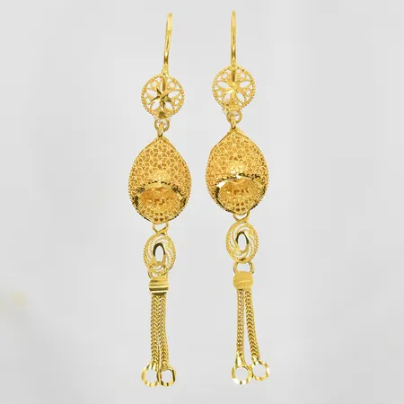 Örhängen filigran längd 68 mm bredd 12 mm, 21K. Vikt: 5,3 g