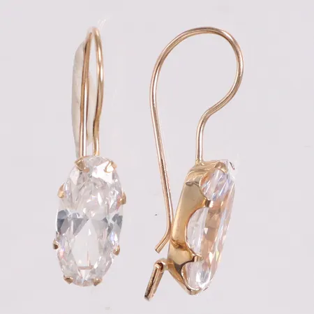 Ett par örhängen med vit sten längd 2cm 14K Vikt: 2,6 g