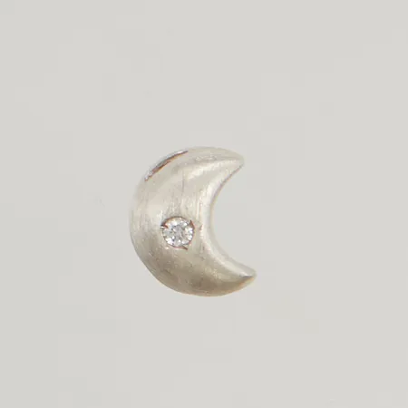 Hänge måne med vit sten längd 10,5mm bredd 8,4mm, ostämplad, silver,  Vikt: 1,2 g