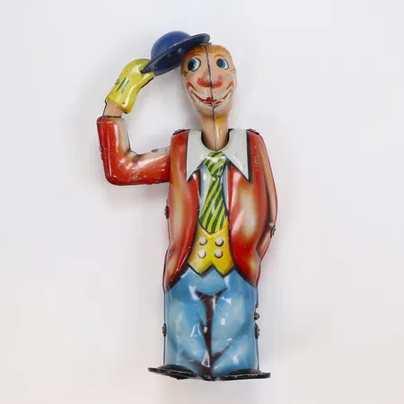 Mekanisk leksak, Arnold Spielwaren, Dapper up clown, höjd 15cm, nyckel saknas, 1950-60 tal