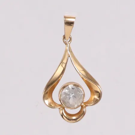 Hänge med vita stenar längd 27mm 18K Vikt: 1,7 g