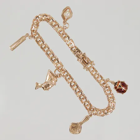 Armband Bismarck med berlocker, 18cm, bredd 5,2mm, Dahlgren & Co Malmö, 18K Vikt: 12,6 g