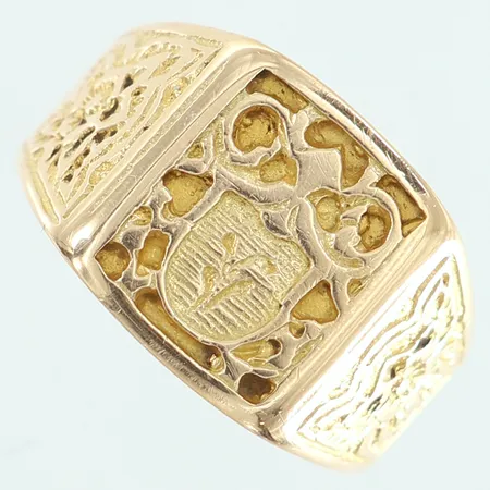 Klackring med dekor stl:20¾ bredd 3,8-15mm 14K.  Vikt: 8,9 g
