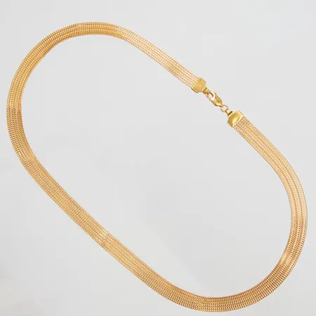 Collier halvstel längd: 41,8cm, bredd: 7,5mm, bucklig, 21K Vikt: 15,5 g