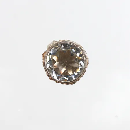 Ring med vit sten, Stl:17, bredd: 4-18mm, justerbar storlek, 830/1000 silver Vikt: 8 g