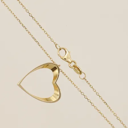Collier längd 45,5cm bredd 0,8mm hänge hjärta 15x14mm 14K Vikt: 1,9 g