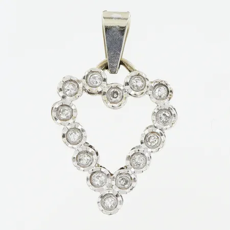 Hänge hjärta diamanter 14xca0,01ct, 21x13mm vitguld 18K. Vikt: 1,8 g