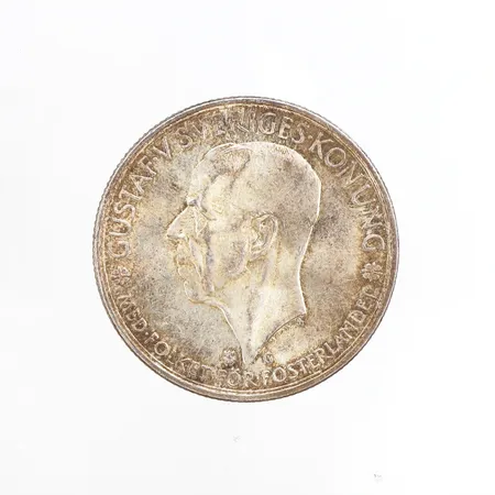 Mynt 5-Kronor, präglat år 1935, 900/1000 silver Vikt: 25 g