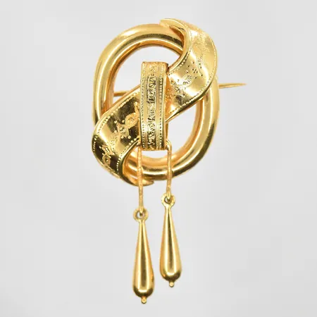 Brosch längd 50 mm bredd 25 mm U5/1874, 18K. Vikt: 5,3 g