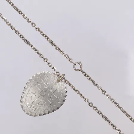 Collier hänge tenn samiskt mönster 40mm kedja 62cm, metall
