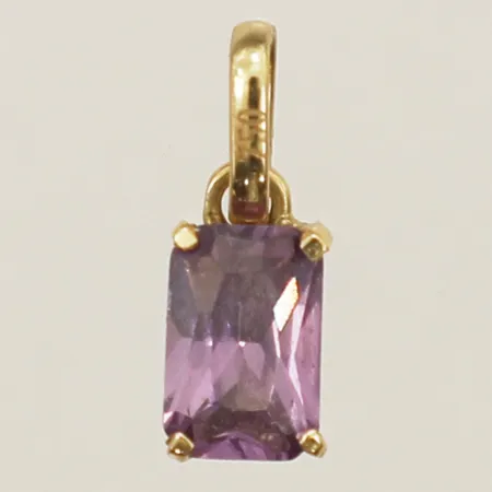 Hänge med lila sten längd 11,2mm bredd 4,2mm 18K Vikt: 0,4 g