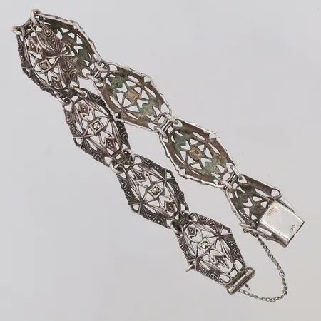 Armband pyriter genombrutet mönster längd 18cm bredd 15mm, kattfot, silver 830/1000 Vikt: 16,3 g