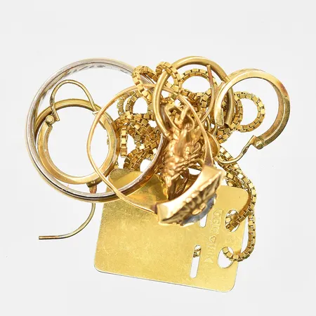 Diverse defekt guld med stenar, 18K. Vikt: 22,7 g
