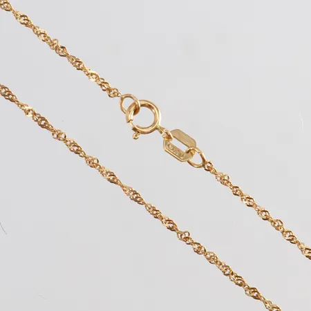 Kedja Singapore längd 41,5cm bredd 1mm 18K. Vikt: 1,2 g
