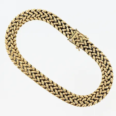 Armband, 19,5cm, bredd 7mm, smärre skevheter, 18K Vikt: 17,3 g