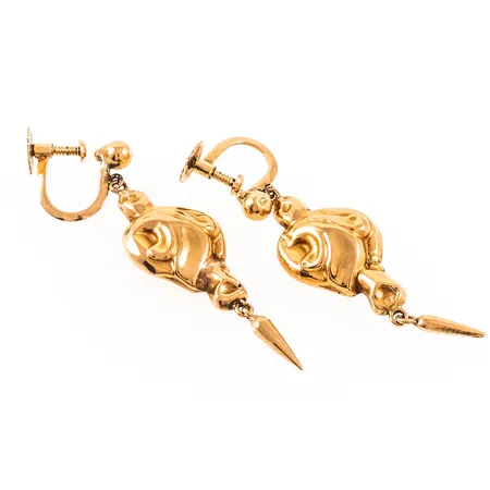 Örhängen bredd 12mm längd 40mm, stämplade G6 (1885), skruvmekanik, 18K 2,9g.
