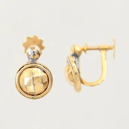 Örhängen 11x9,6mm skruvlås spår av lagning 18K  Vikt: 2,9 g