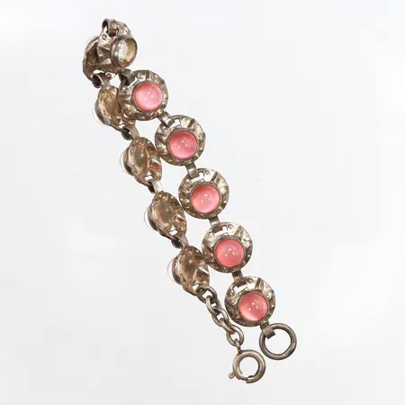 Armband med rosa stenar, 17cm, bredd: 10,6mm, en sten saknas, 925/1000 silver Vikt: 12 g
