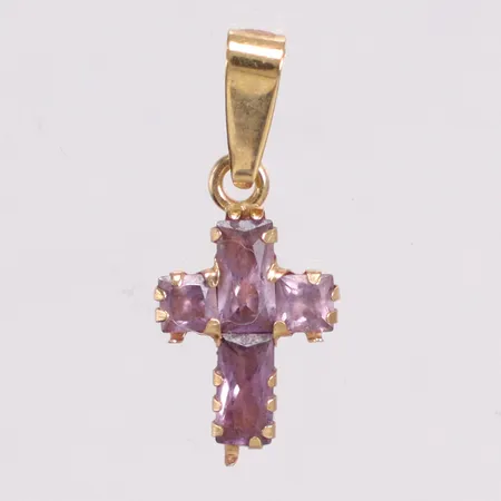 Hänge kors ametist längd 2cm bredd 1cm 18K Vikt: 0,6 g