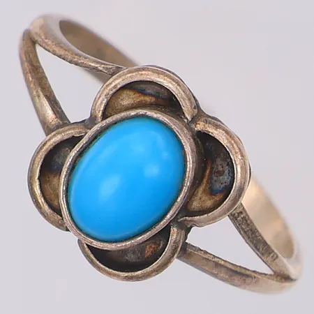 Ring turkos sten stl:16½, silver 830/1000 Vikt: 1,8 g