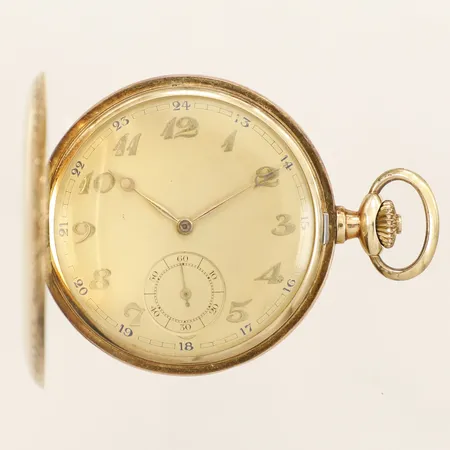 Fickur Ø49,5mm boettnummer:182852 liten sekundvisare innerboett i metall monogram gravyr fodral 14K Vikt: 69,8 g