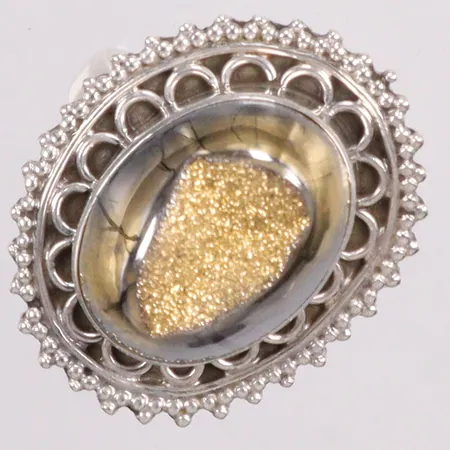 Ring med pyrit stl:18¾ silver 925/1000 Vikt: 8 g