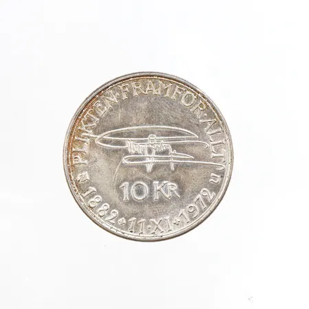 Mynt, 10 Kronor - Gustaf VI Adolf, präglat år 1972, 830/1000 silver Vikt: 18 g