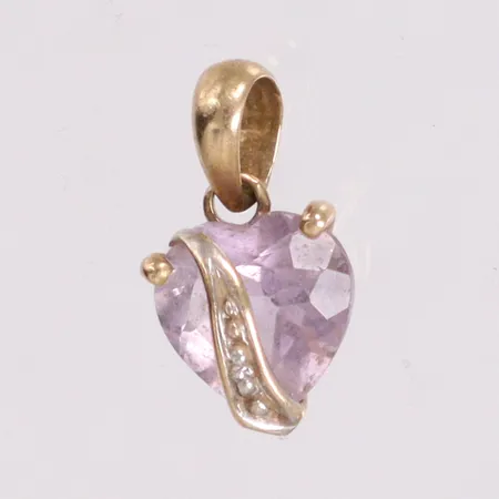 Hänge hjärta längd 1,3cm bredd 7,0mm lila sten Guldfynd 18K Vikt: 0,7 g