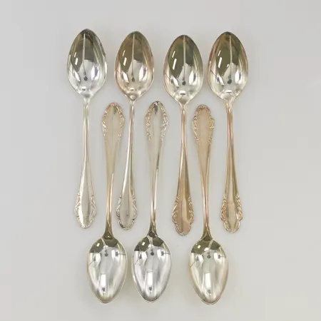 7 Kaffeskedar 12,5cm, Haga, 830/1000 silver, Vikt: 100,6 g