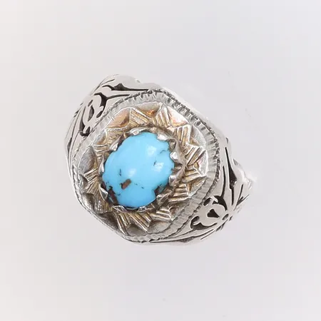 Ring med turkos sten stl:20 bredd 5-16mm silver 925/1000 Vikt: 11,3 g