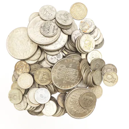 Cirkulationsmynt, 2-kronor, 50-öre, 25-öre, 10-öre, 400/1000 silver, Vikt: 341,1 g