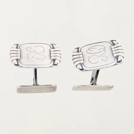 Manschettknappar med monogram 15x21mm ena skev silver 830/1000 Vikt: 10,5 g