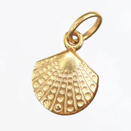 Hänge, troligen saknas en pärla, höjd med ögla 19.7 mm, 18k. Vikt: 1,2 g