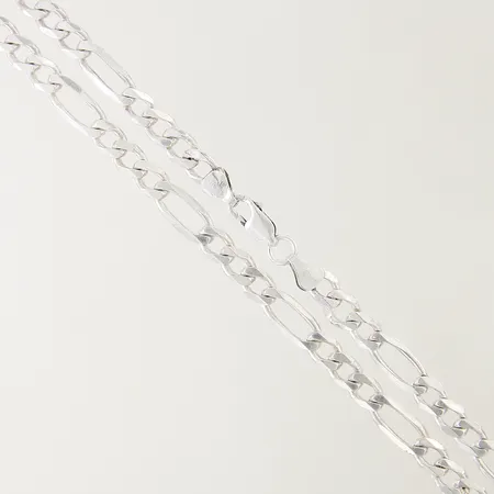 Kedja Figaro längd 48,5cm bredd 6mm repig samt jack i låsdel silver 925/1000 Vikt: 30,7 g