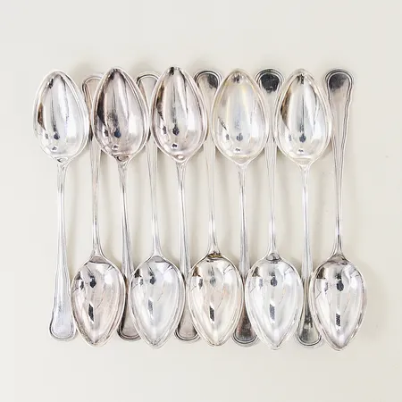 10st kaffeskedar längd 12cm silver 830/1000 Vikt: 124 g