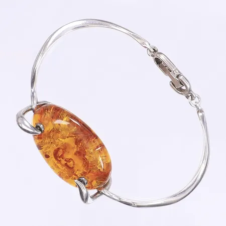 Stelt armband med bärnsten öppningsbar Øca 60mm silver 925/1000 Vikt: 16 g
