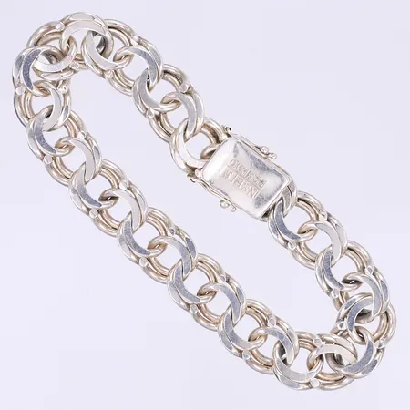 Armband Bismarck 20cm bredd 11mm, lås mycket slitet, silver 925/1000 Vikt: 31,8 g