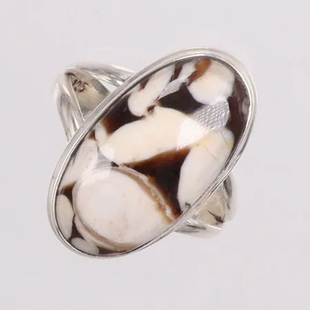 Ring stl:18½ svartvit sten silver 925/1000 Vikt: 4,6 g